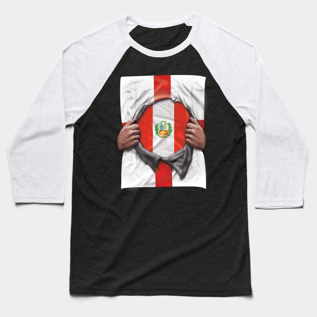 Peru Flag English Flag Ripped - Gift for Peruvian From Peru Baseball T-Shirt by Country Flags